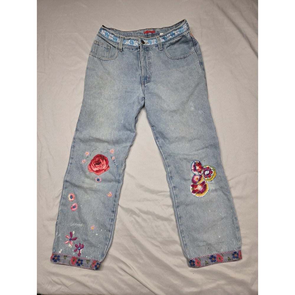 Vintage Dollhouse Jeans Y2K Embroidered Patchwork McBling Boho Fairy Size 7/8